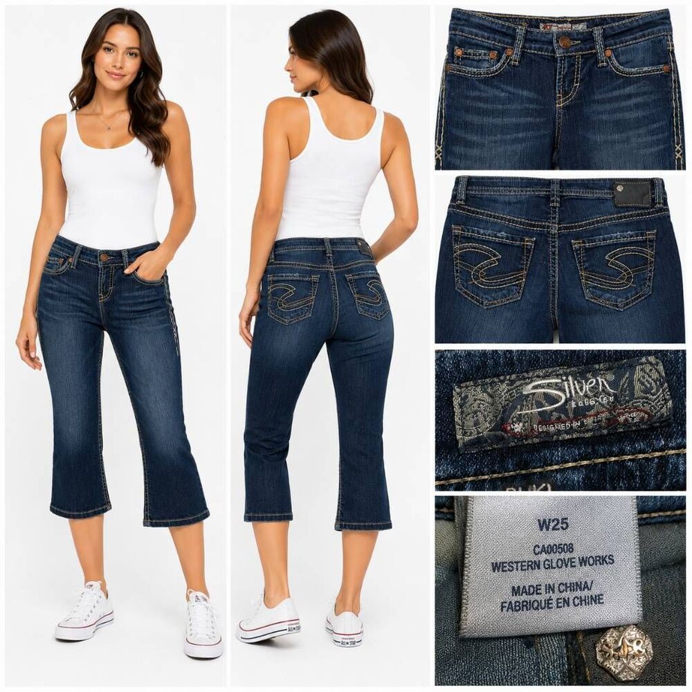 Silver Suki Capri Jeans Women's W25 Dark Wash Stretch